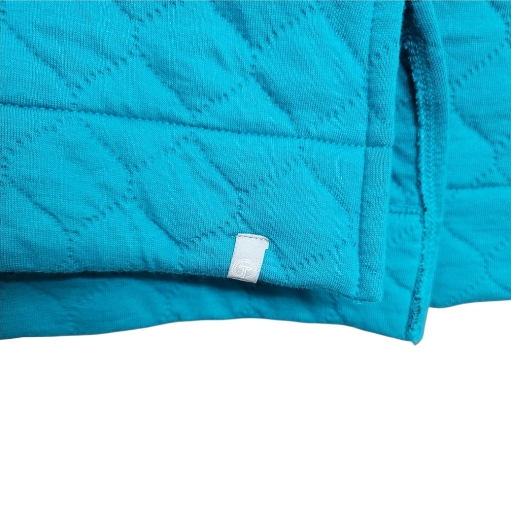 NWT T by Talbots Asymmetrical Zip Quilted Pullover Turquoise/Teal - Picture 4 of 11